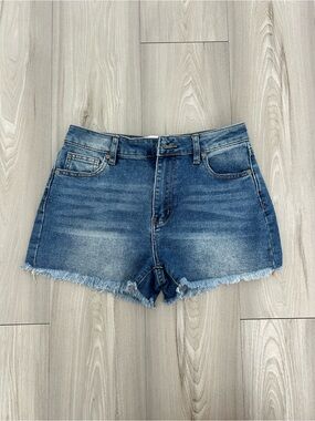 Project Rebel Frayed Hem Blue Denim Jean Shorts